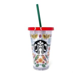 Starbucks Birds & Flowers Cold Cup 16 oz Grande 2017 Logo Collectible New NWT